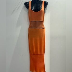 Orange Sleeveless Knit Dress